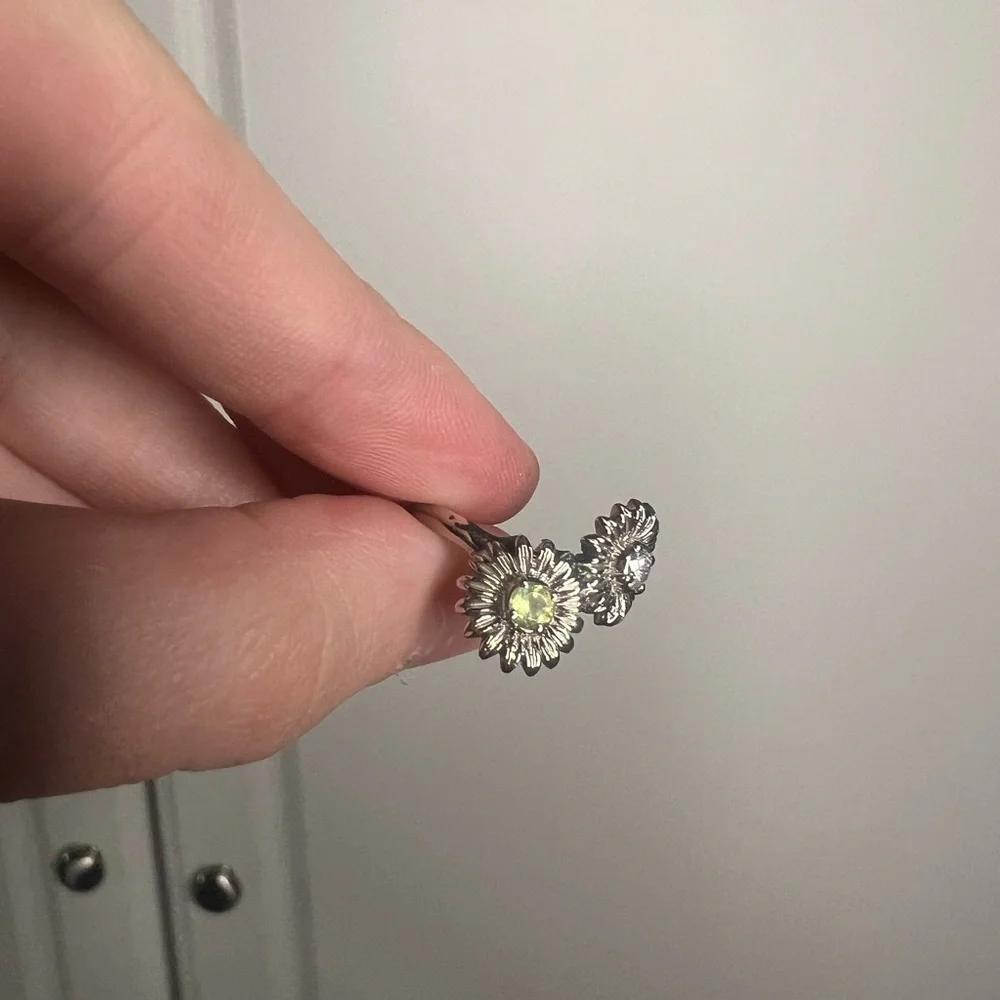 Sunflower Toi Et Moi Diamond Peridot 14k White Gold Ring 5